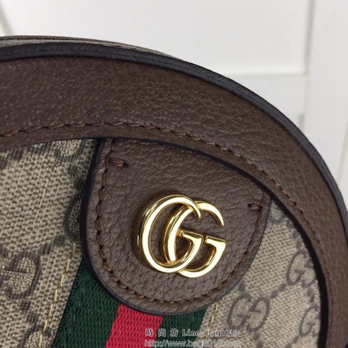 GUCCI古馳 新款 專櫃品質 原單 550618 啡Pvc啡皮 圓形 鏈條挎包HY1366